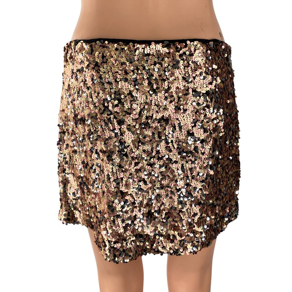 Free People Annalise Multicolor Sequin Slit High Waisted Mini Bodycon Skirt Sz 4 - Picture 4 of 6